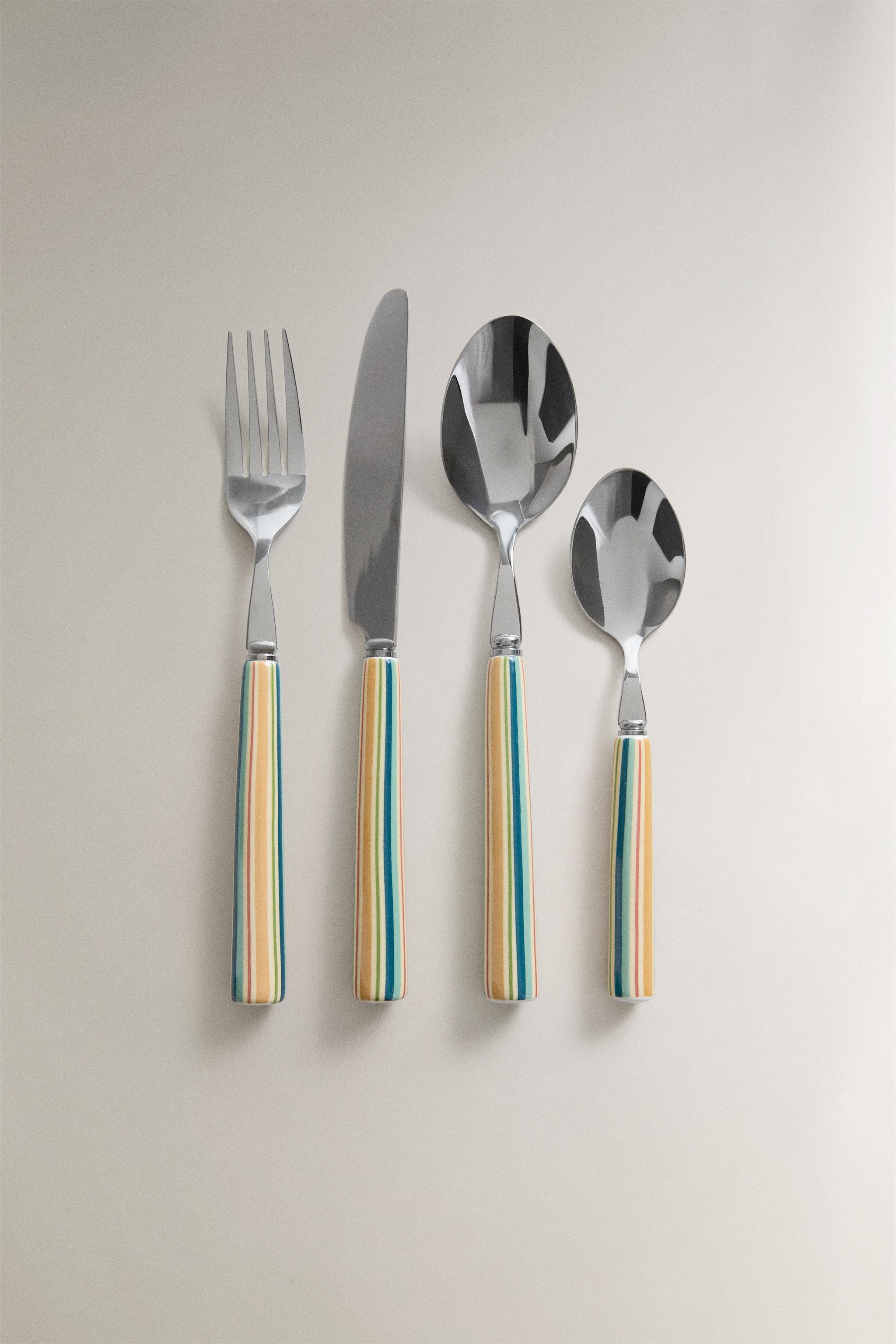 ENSEMBLE COUVERTS MANCHE CÉRAMIQUE (LOT DE 4)